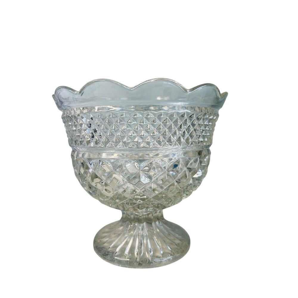 EUC Wexford Crystal 8" Footed Centerpiece Bowl Vintage 1940's Anchor Hocking